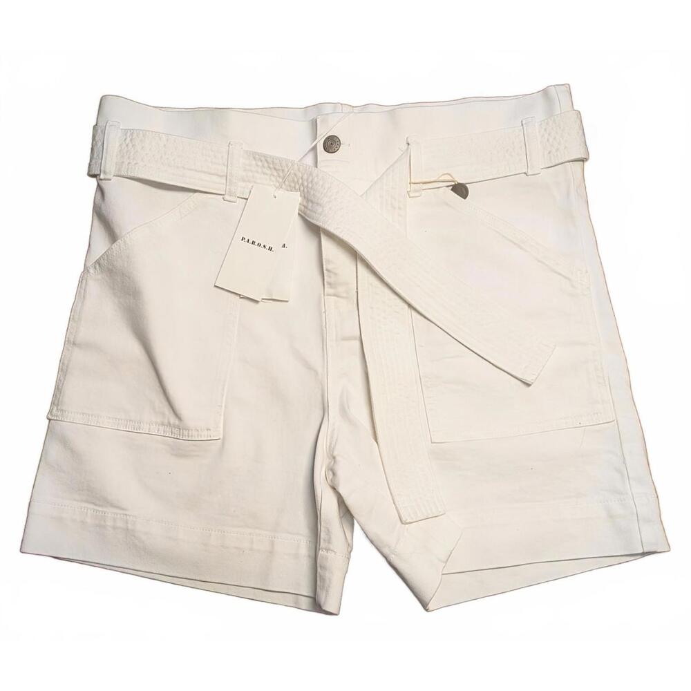 NWT P.A.R.O.S.H. White Denim Cabarex Shorts M 40 Parosh